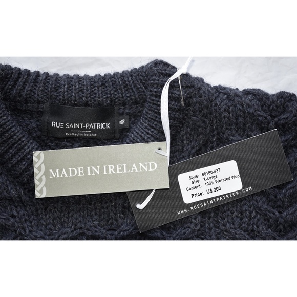 RUE SAINT-PATRICK NWT 100% WORSTED WOOL CREWNECK MIDNIGHT BLUE SWEATER. SIZE XL - Picture 7 of 8